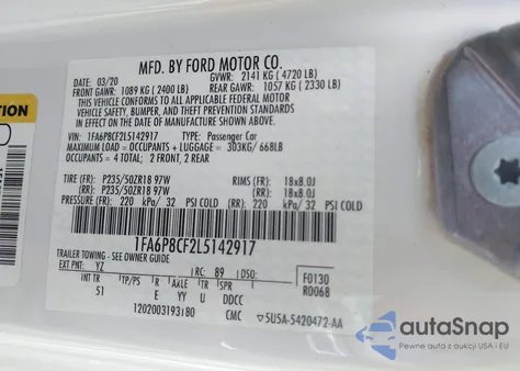 2020 Ford Mustang Gt Premium Fastback from USA, damaged, VIN 1FA6P8CF2L5142917